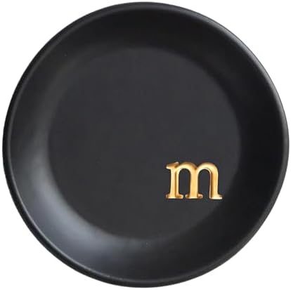 COLLECTIVE HOME - Ceramic Jewelry Tray, Decorative Trinket Dish for Rings Earrings Necklaces Bracelet Watch Keys, Birthday Mother's Day Christmas Gift for Women, 4.75", Black Surface (m) by COLLECTIVEHOME