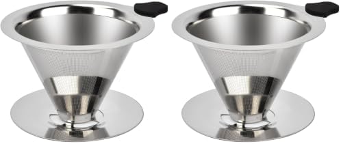 NKOVE Pour Over Coffee Dripper Stainless Steel Reusable Filter Coffee Maker (Pack of 2) by Nkove