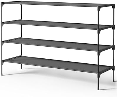 Kitsure Shoe Rack - Non-Woven Shoe Rack Shelf, 36.2" Wide - 4 Tier, Black by Kitsure