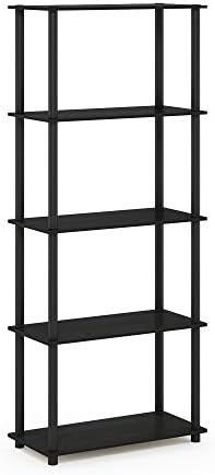 Furinno TURN-N-TUBE Storage Shelves, 5-Tier Book Shelf, Corner Shelf, Toolless Open Shelves, for Organization and Storage, Living Room, Garage, Home Office, Espresso - Image 5