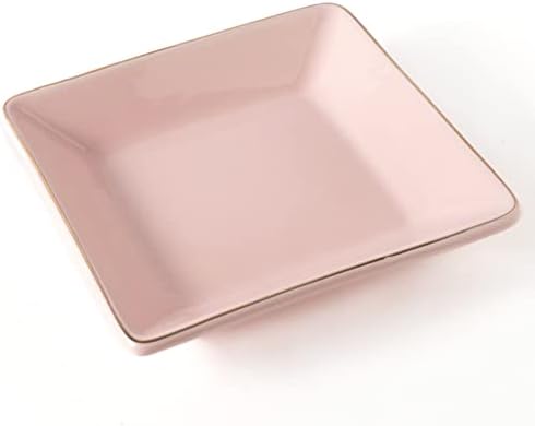 HANKOR Ceramic Jewelry Dish Tray, Decorative Trinket Tray Holder for Ring Earring Key, Gift for Women Girls, 4.7inch, Pink by HANKOR
