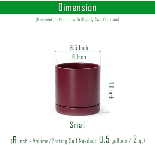 D'vine Dev 6.5 Inch Ceramic Planter Pot, Cordovan, 94-O-C-4 - Image 3