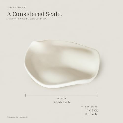 Ceramic Jewelry Dish, 6.3 in, Organic Shape, Warm Ivory - Image 2
