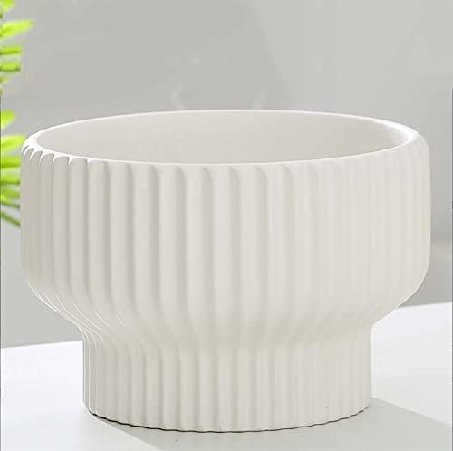 Puoyik 2 Piece Set of Flower Pots 8/6 inches, Ceramic Flower Pots with Drainage Holes, Indoor and Outdoor Plant Flower Planter (7.8/5.9 White) - Image 3