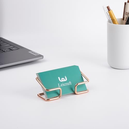 Business Card Holder for Desk, Cute Metal Card Organizers and Office Desk Accessories for Men and Women (Rose gold) - Image 3