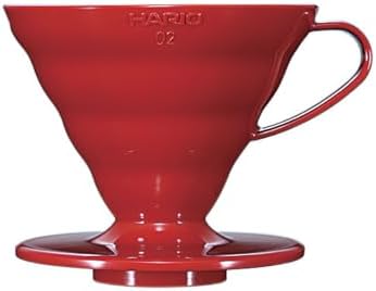 Hario V60 Plastic Coffee Dripper Pour Over Cone Coffee Maker Size 02, Red by Hario