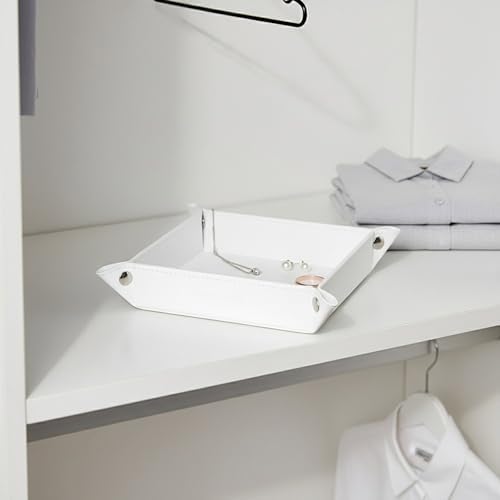UnionBasic Small Valet Tray, Jewelry Tray for Rings Watches Earrings, Entryway Catchall Caddy for Coins Keys Change, Nightstand Bedside Valet Holder, Trays for Electronic Gadgets, White - Image 5