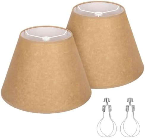 Vintage Oiled Paper Lampshades Set of 2, 5.5" Top x 10" Bottom x 6.6" High by Seasidevillage