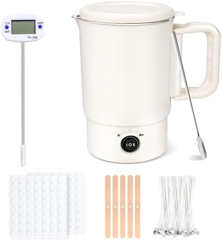 AOTOIE Wax Melter Kit for Candle Making, Large Candle Melting Pot, DIY Candle Making Supplies for Woman, Included Candle Wicks, Wick Stickers, Centering Device, Stirring Spoon, Mothers Day Gifts by AOTOIE