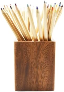 Walnut Wooden Pencil Holder Cup for Desk Natural Wood Pen Holder Stand for Office Home (Square) - Image 5