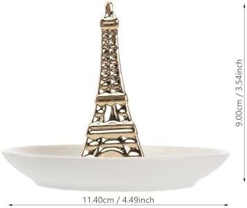 DOITOOL Eiffel Tower Jewelry Tray Ceramic Necklace Storage Tray Ring Holder for Earrings Keys Vanity Table Desktop Ornament 4.48 X 4.48 X 3.54 in - Image 4