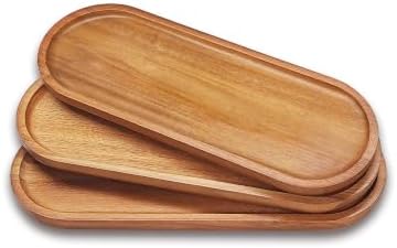 Small Wooden Oval Narrow Tray (11.3 x 4.1 inch) 3 Pack by VSUINGO-StriveforPerfection