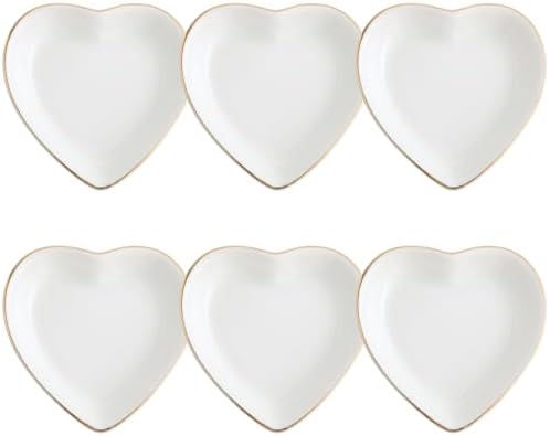 Shappy 6 Pcs White Ceramic Jewelry Dish Trinket Tray Ring Holder, Heart by Shappy