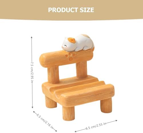 1PCS Cute Resin Phone Stand – Mini Desktop Holder for All Smartphones, Adorable Home Office Desk Decor Accessory (White cat) - Image 2