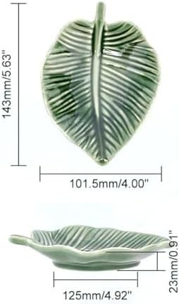 Leaf Trinket Dish, Four Leaf Clover Ceramic Ring Holder Jewelry Tray Dish for Home Décor Bathroom (Green Leaf) - Image 5