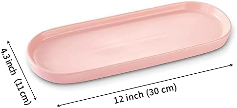 Ceramic Sink Tray, Bathroom Counter Tray, Bathtub Tray, Cosmetics Dish, Candle Tray, Perfume Shampoo Liquid Soap Tray Simple Style Design Suit for Bathroom and Kitchen (Pink) - Image 4