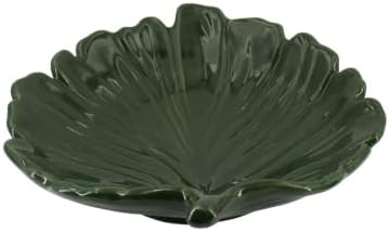 Green Ceramic Leaf Tray, Small Palm Leaf Decorative by ABSTDEAL