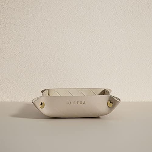 OLETHA Foldable Valet Tray, Travel Essentials, Woven Embossed, Beige - Image 5