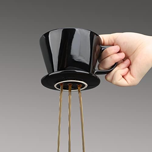 Segarty #2 Pour Over Coffee Maker, Single Cup Black Ceramic Coffee Dripper, 1 Set Size No.2 Reusable Filter Cone Drip Holder Slow Brewer with 3 Holes Flat Bottom for Travel, Camping, Office, Home - Image 5