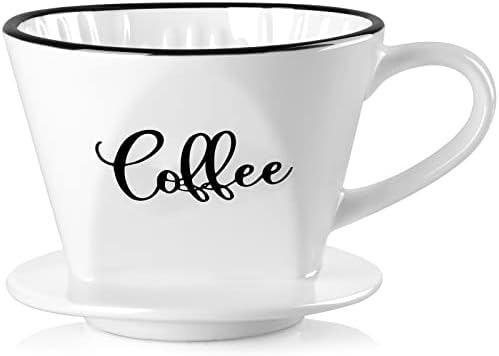 DAYYET Pour Over Coffee Maker, Ceramic Coffee Dripper, Easy Manual Slow Brewing Accessories for Home, Cafe, Coffee Bar Accessories and Kitchen Decor, Filter Size 2, White by DAYYET