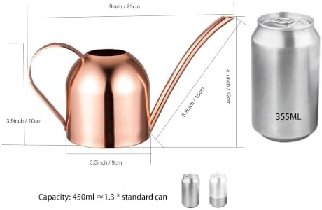 IMEEA Mini Indoor Watering Can for Small Plants, Stainless Steel with Long Spout, 15oz/450ml – Perfect for Desk, Windowsill & Bonsai - Image 2