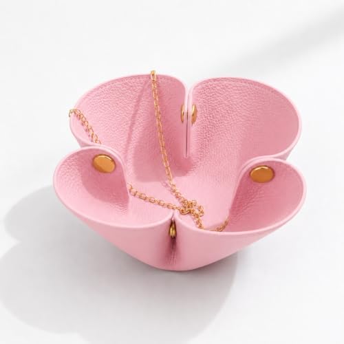 Grained Faux Leather Flower Shaped Valet Tray Large, Blush Pink by Lartvivr%C3%A9