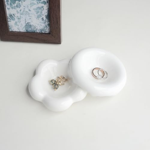 White Donut Shape Ring Dish Jewelry Tray Organizer, Ceramic Accent Tray for Vanity, Small Decorative Trinket Dish - Image 5