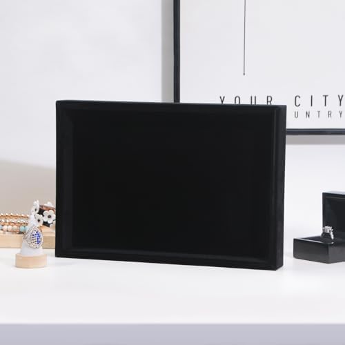 Bedside Organizer Tray, Desktop Storage Tray for Jewelry, Sunglass, Phone, Watch, Perfume,Lipstick, Nightstand Desk-top Catchall, Multi-use Holder Box for Desk Drawer (Black 1Grid) - Image 4