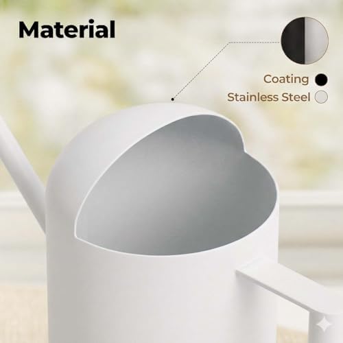Bamworld Small Watering Can Indoor Outdoor Plant Metal Stainless Steel Long Spoutt Flowers Watering Cans for House Garden Plants 10OZ Watering Bottle Cute Stylish Gardening Decoration(Matte White) - Image 6