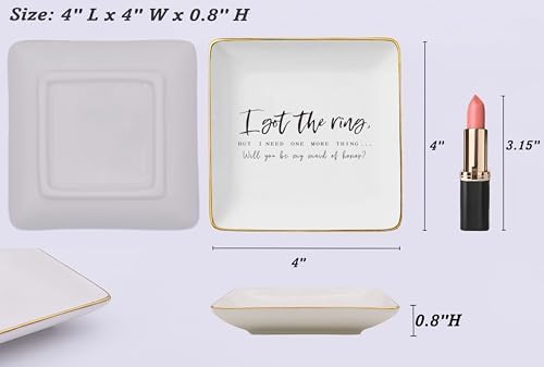NZY Maid Of Honor Proposal Gifts from Bride-Wedding Gift-Bachelorette Party Present-Ceramic Jewelry Tray Trinket Holder Ring Dish-I Got the Ring But I Need One More Thing-Will You Be My Maid of Honor - Image 5