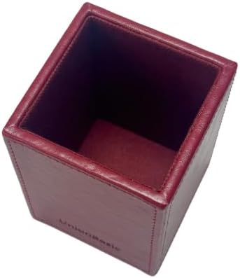 UnionBasic Square Pen Holder, Leather Pencil Cup, Desktop Caddy Stationery Organizer (Burgundy) - Image 7
