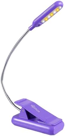 VAVOFO Rechargeable Book Light for Reading in Bed Kids, 7 LED Reading Light with 9-Level Warm Cool White Daylight, Eye Care Lamp with Power Indicator for Bookworms (Dark Purple) by VAVOFO