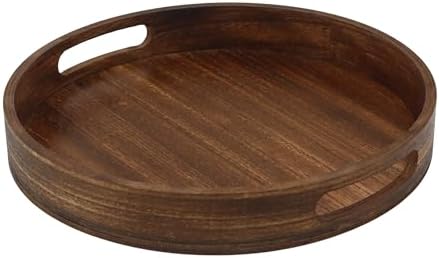 11.8" Round Wooden Decorative Tray with Handles,Wood - Image 7