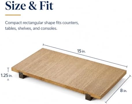 Natural Wood Riser Tray 15"x8", Footed Decorative Display - Image 3