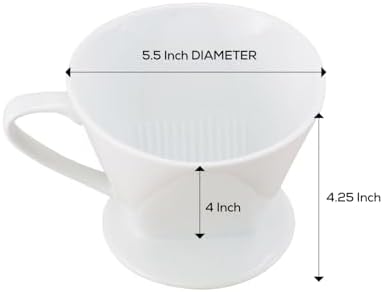 Fino Coffee Filter Cone, Fine White Porcelain, Number 4-Size, Brews 8 to 12-Servings - Image 2