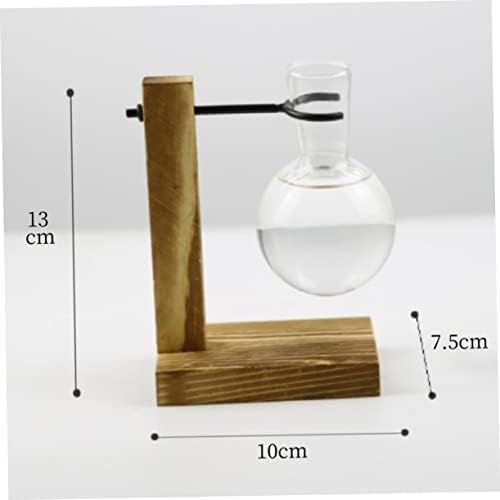 Hydroponic Glass Vase with Wooden Stand, Water Planter - Image 2