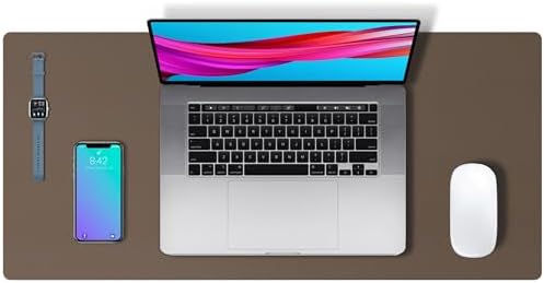 Aothia Leather Desk Pad Protector, Large Mouse Pad, Office Mat, Non-Slip PU Leather Blotter, Laptop Desk Pad, Waterproof Writing Pad for Office and Home (Coffee, 23.6" x 13.7") by AothiaSimpleNaturalUnique