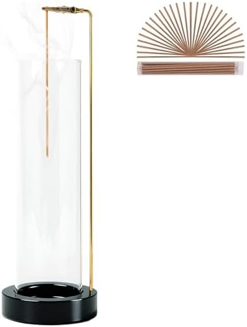 Incense Holder for Sticks, Anti-Ash Flying Incense Burner with 30 Incense Sticks, Detachable Glass Ash Catcher (Stainless Steel, Black) by GARMOLY