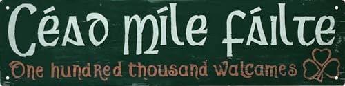 Céad Míle Fáilte Irish Welcome Sign Wall Decor For Living Room Bedroom Dining Garden Bar Cafe Classic Home Accent & Travel Souvenir for House warming & Irish Culture Enthusiasts 4x16 in by LMDDFZS