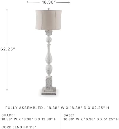 Signature Design by Ashley Madsbrook Vintage Polyresin Floor Lamp with 3-Way Switch, White & Light Brown - Image 7