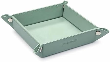 UnionBasic Valet Tray, Jewelry Tray for Rings Earrings, Entryway Catchall Caddy for Coins Keys Change, Nightstand Organizer Bedside Valet Holder, Trays for Electronic Gadgets, Lychee Mint Green - Image 7
