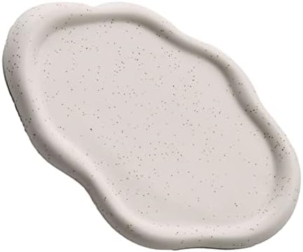 Ceramic Jewelry Tray, Irregular Cloud Shape Ceramic Plate Modern Stylish Storage Tray for Women, Room Decor Aesthetic (White Oval) by Tomotato