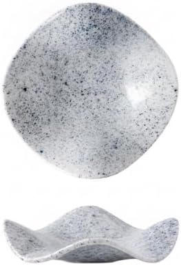 Ceramic Vanity Tray, Irregular Catchall Bowl for Jewelry and Keys, Modern Decorative Accent for Nightstand or Desktop, 7.7 x 7.7 Inches (1 PC) by Unknown