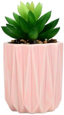 Cuteforyou Modern Textured Ceramic Succulent Planter Pot – 6 Color Options (No Plant Included) – Perfect for Small Plants, Cacti & Desk Decor – Lightweight & Durable (Pink, 3.5'' Tall) - Image 2