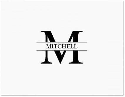 Personalized Black Front & Center Initial Note Card Set - 24 Cards with White Envelopes, 4¼ x 5½ Inch Size, Blank Inside, Add a Name and Initial, For Thank You Notes, or Graduation Gifts