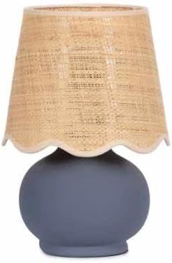 Benton Ceramic Table Lamp with Fabric Shade – 13" Bedside Accent Lamp for Bedroom, Living Room & Nightstand (Slate Blue) by TORONATA