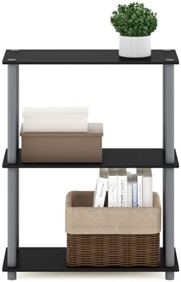 Furinno TURN-N-TUBE Storage Shelves, 3-Tier Book Shelf, Corner Shelf, Toolless Open Shelves, for Organization and Storage, Living Room, Garage, Home Office, Black - Image 4