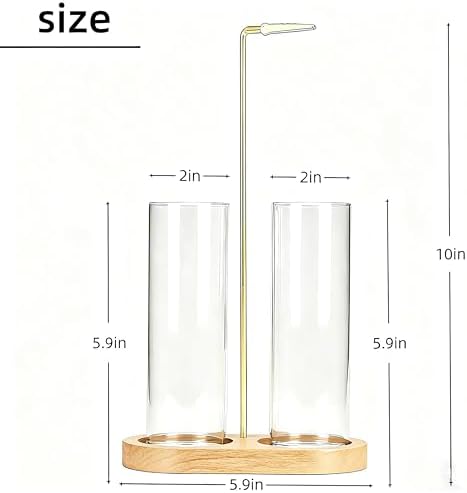 Glass Natural Incense Holder,Warm Minimalism Incense Sticks Burner Holder with Storage,Hang Upside Down Incense Holder for Sticks with Glass Ash Catcher for Meditation Yoga Room (Natural) - Image 2