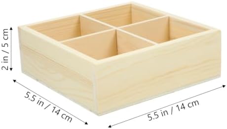 Abaodam Wooden Tray with 4 Compartments, Multi-grid Storage Box, 4 Grid Sorting Tray, Wood Organizer for Arts and Crafts Supplies Stationery, Small Items (5.51 x 5.51 x 1.96 Inch) - Image 2