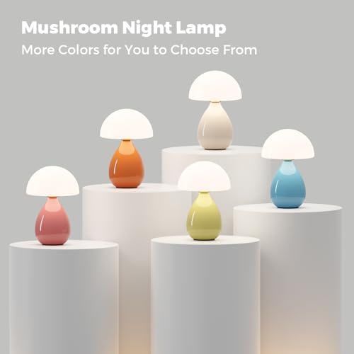 Mushroom Lamp, Vintage Small Table Lamp for Bedroom, Ice Crack Ceramic LED Night Light for Kids, Mid Century Modern Bedside Lamp for Nightstand, Living Room, Home Decor Gift Ideas for Women, Blue - Image 5